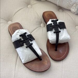 Tory Burch Black Leather Sandals for Women